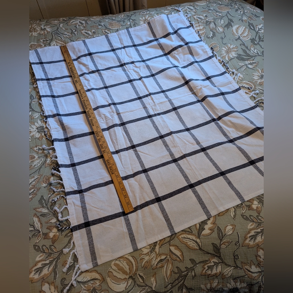 black and white plaid table scarf 100% cotton